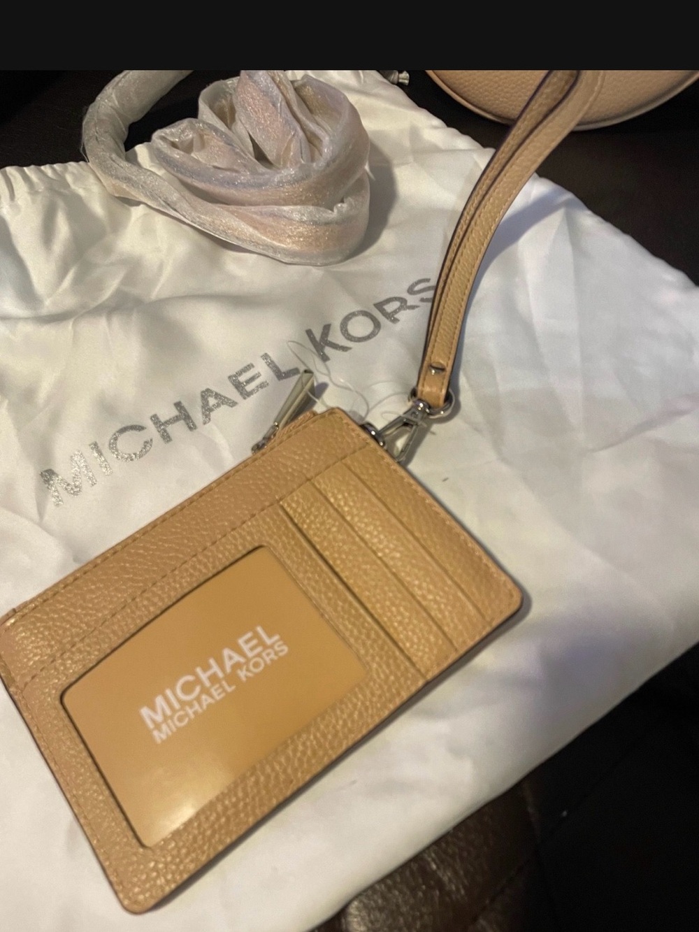 Michael Kors Tan Leather Card Holder Wristlet